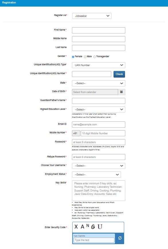 Uttarakhand Employment Registration Form