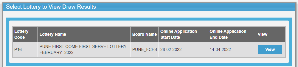 View Lottery Result (Pune)