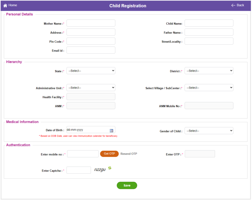 Child Registration