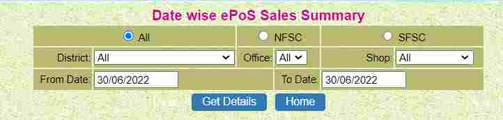 Date wise ePoS sales