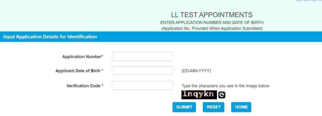 LL Test Slot Booking