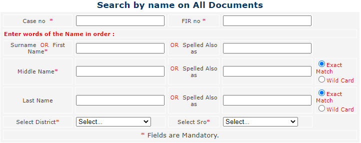 IGRS AP Encumbrance Certificate Search by Name