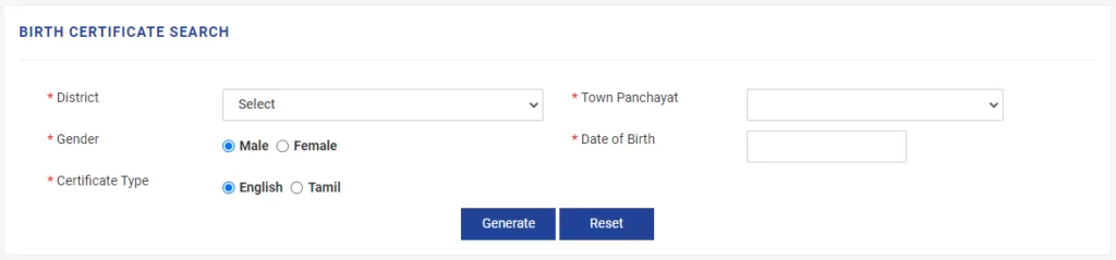 Download Tamil Nadu Birth Certificate