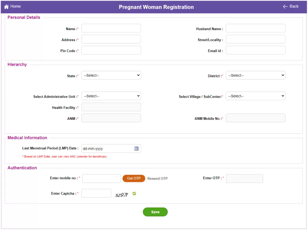 Pregnant Woman Registration