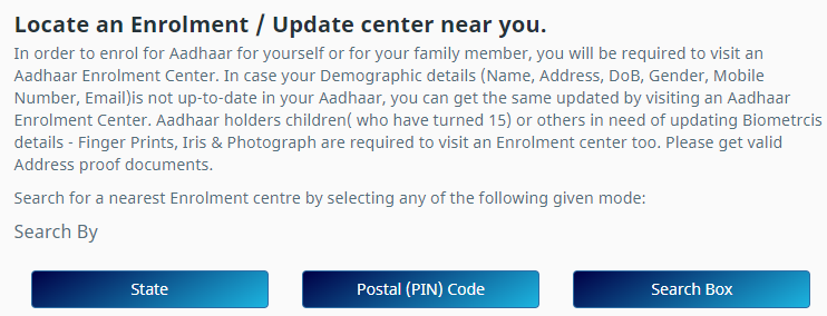 Aadhaar Enrollment or Update Center