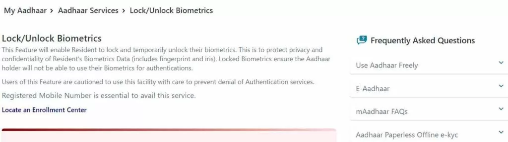 Locking or Unlocking the Biometric