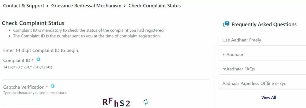 Check Complaint Status