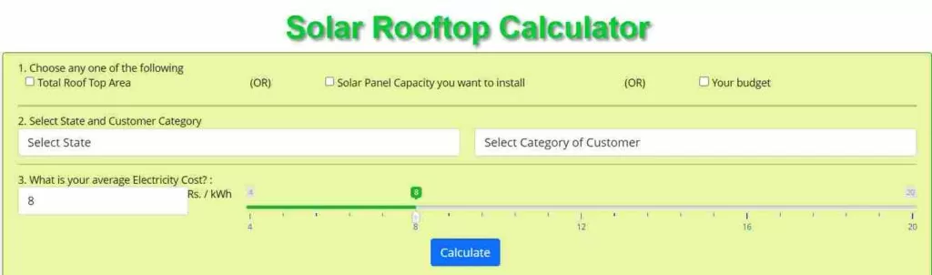 Solar Rooftop Capacity & Budget Calculator
