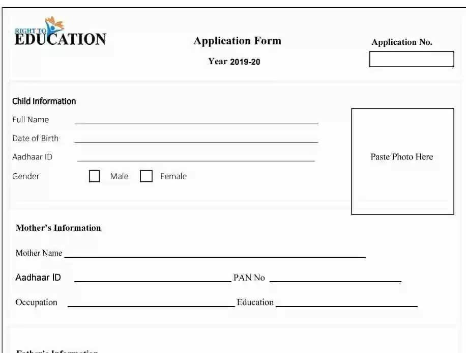Download and Fill Gujarat RTE Admission Form